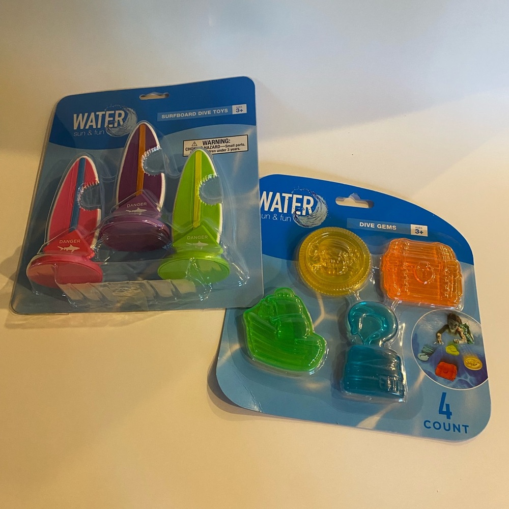 Sun & Fun Pool Dive Toys Water Summer Vacation Surfboards & Dive Gems Ages 3+